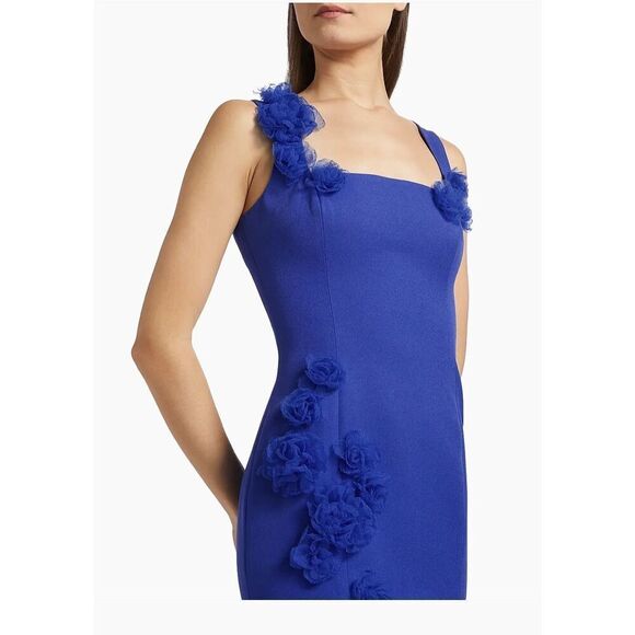 Elliatt Valeria Floral Appliqué Sheath Midi Dress in Blue Cocktail size XS NWT - Picture 1 of 10